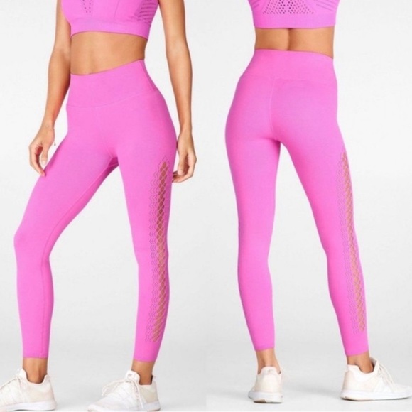Fabletics Pants - Fabletics Pink Sculptknit Seamless Lattice Side
High Waisted Leggings